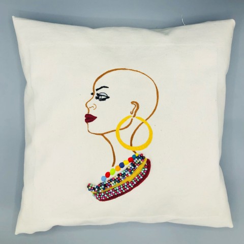 Hand-Embroidered Cotton Cushion Cover, 40x40cm
