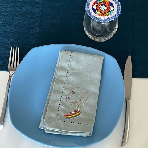 Hand-embroidered towel.
