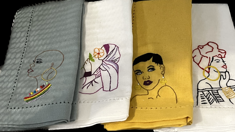 Embroidered table napkins.